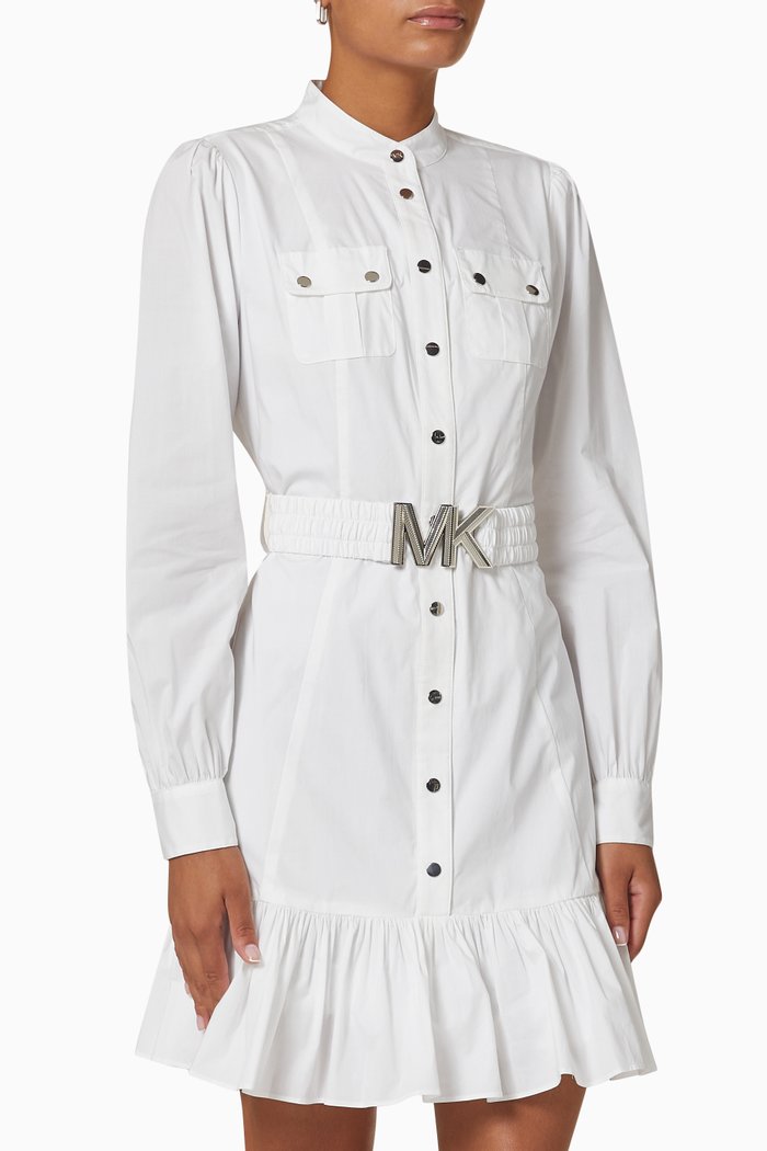 

Utility Mini Dress in Stretch Organic Cotton, White