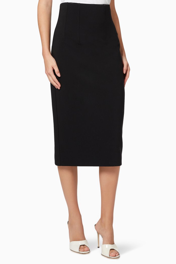

Stretch Pebble Pencil Skirt in Crepe, Black