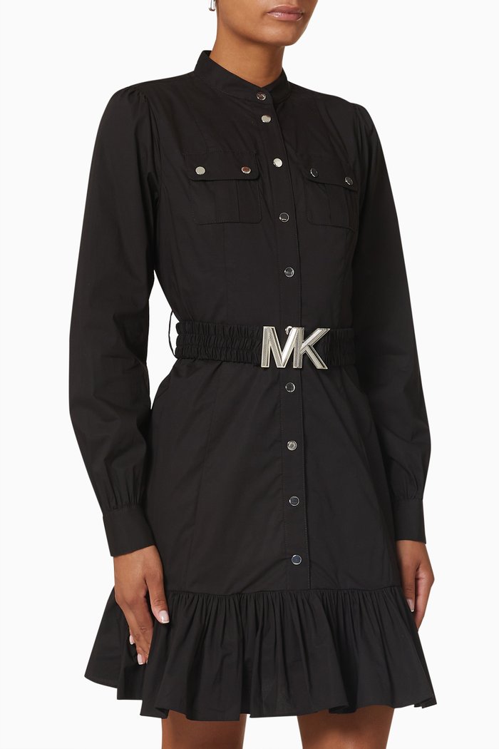 

Utility Mini Dress in Stretch Organic Cotton, Black