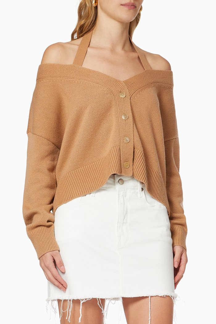 

Halter Cardigan in Cashmere, Brown