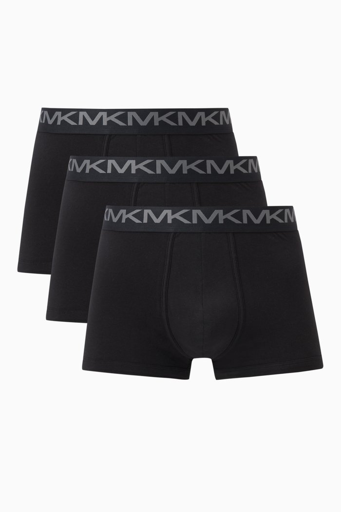 

MK Logo Tape Boxer Briefs in Jersey, Set of 3, Black