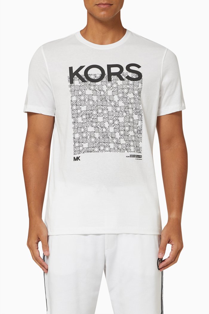 

Newsprint Logo T-shirt in Cotton, White