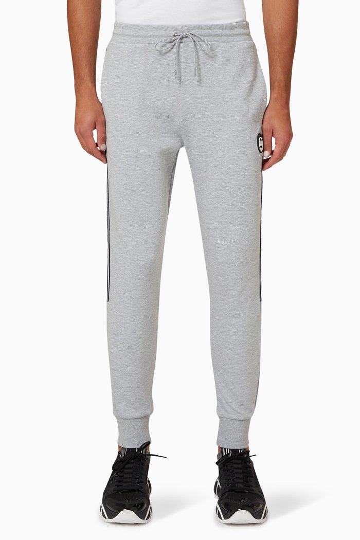 Logo-tape Sweatpants in Cotton-jersey, Grey