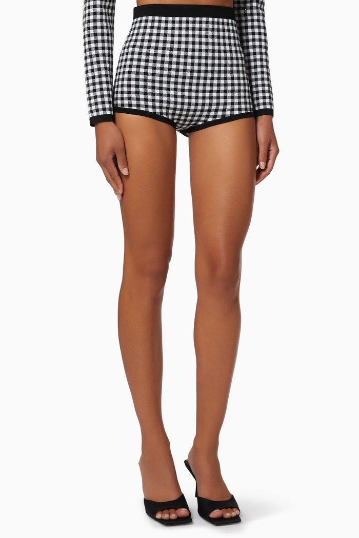 

Gingham Briefs in Stretch Viscose, Black