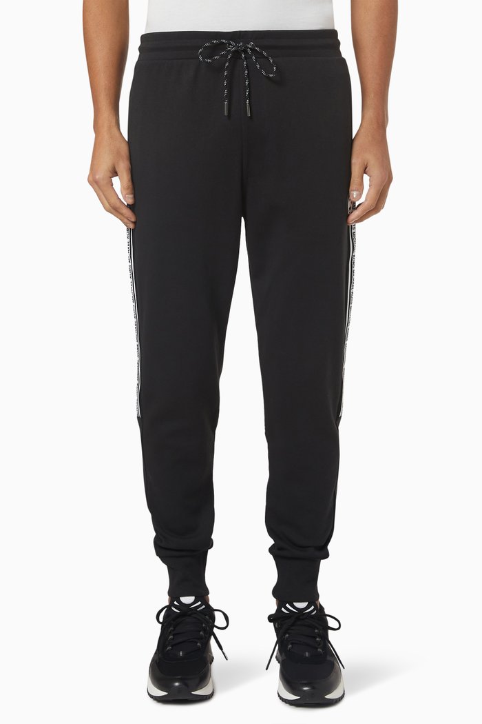 Evergreen Logo Tape Joggers in Cotton Jersey, Black
