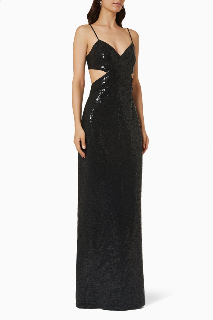 

Hand-embroidered Gown in Sequinned Double Crepe Sablé, Black