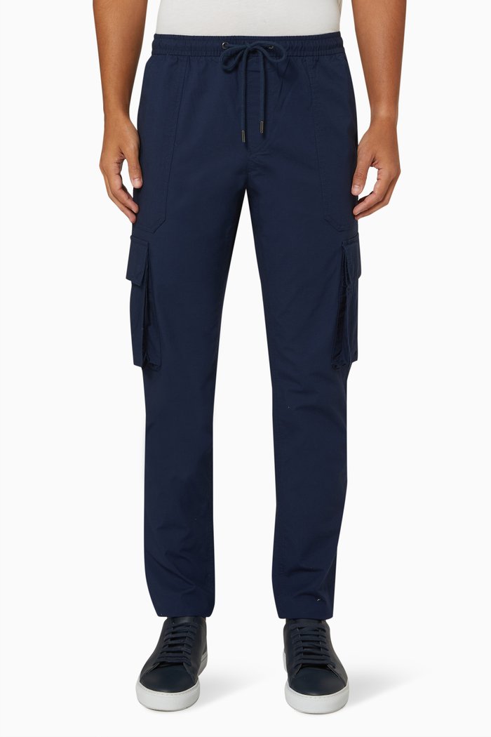 Washed Ripstop Cargo Pants in Cotton, Blue
