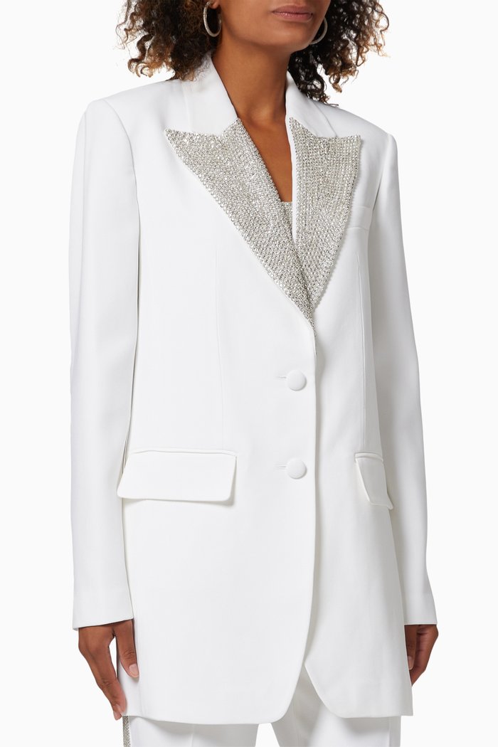 

Crystal Tuxedo in Double Crepe Sablé, White