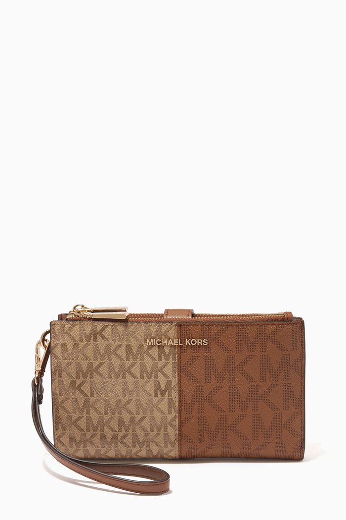 

Jet Set Wallet in Color-block Logo Canvas, Brown