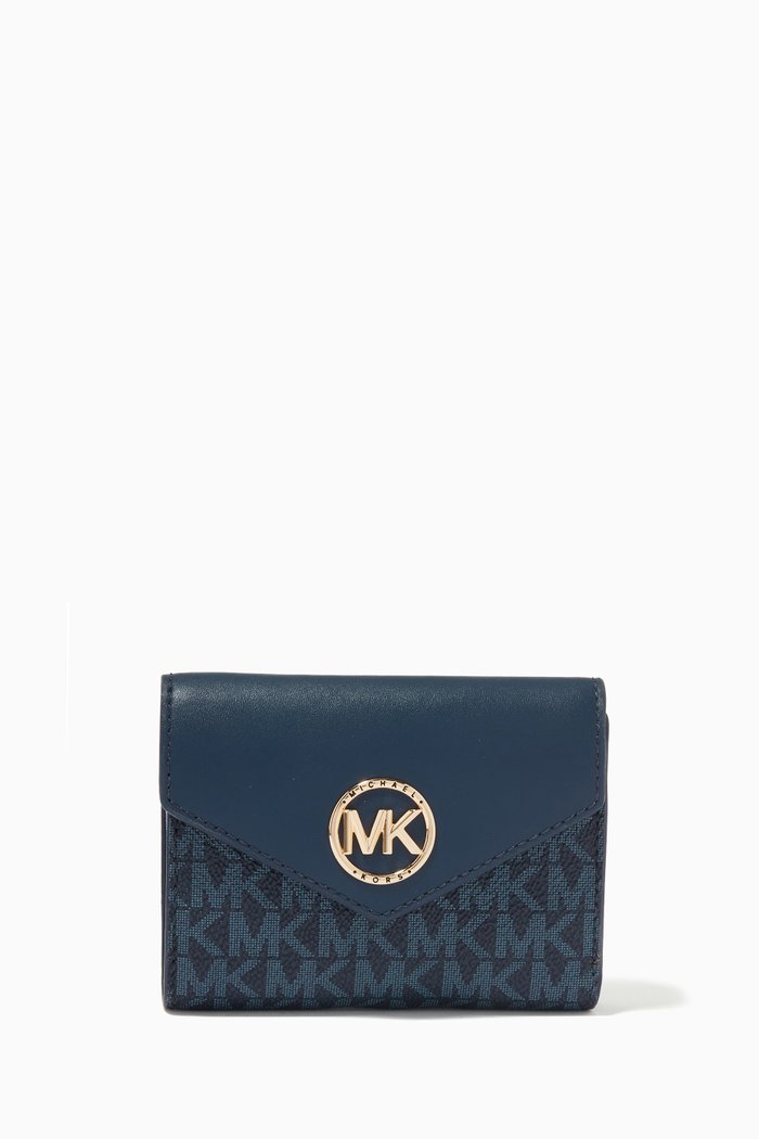 Greenwich Wallet in Monogram Canvas & Leather, Blue