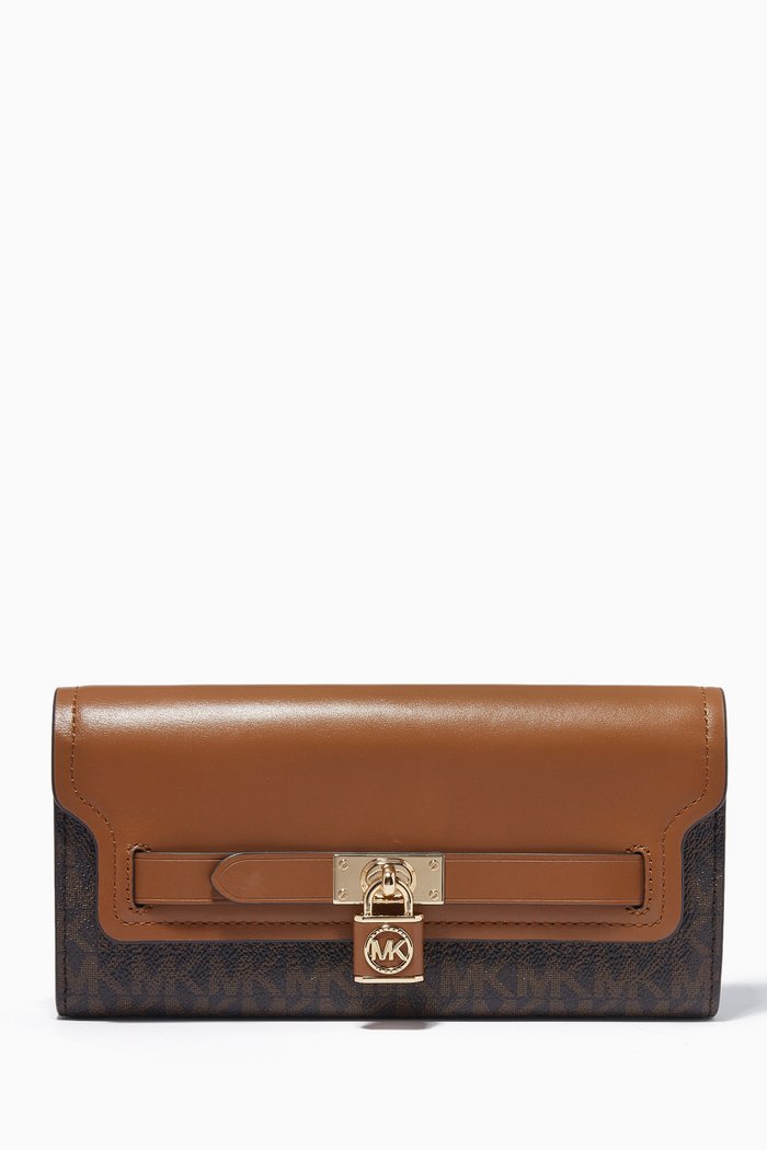 

Hamilton Large Legacy Wallet in Leather & Logo Canvas, Brown