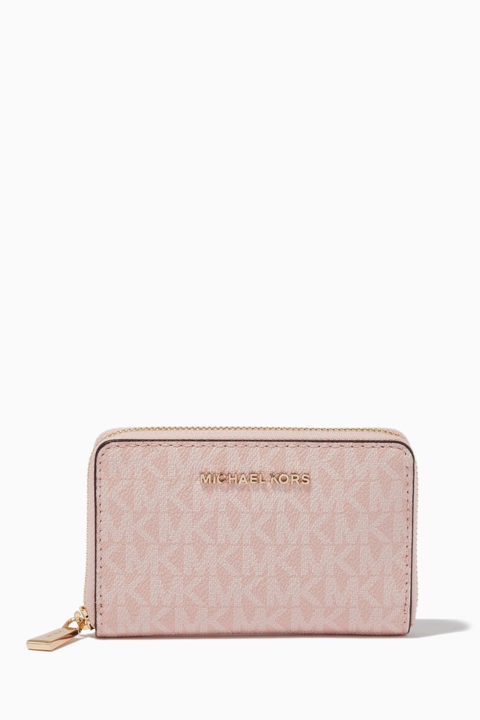 

Small Jet Set Card Case in Logo Canvas, Red