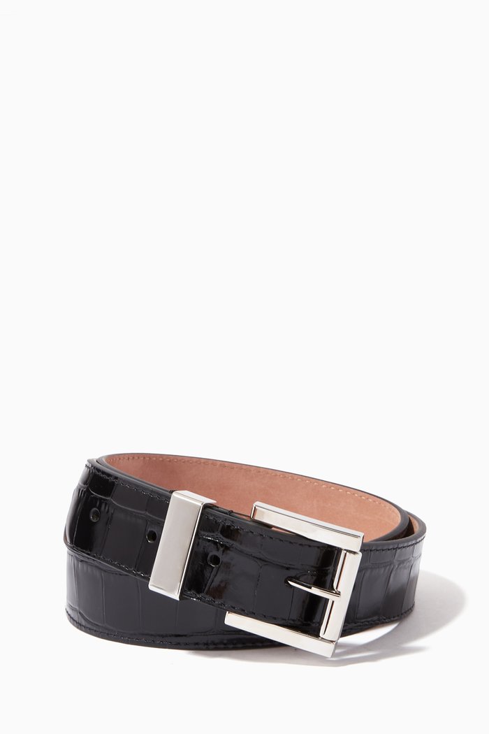 

Wide Waist Belt in Leather, Black