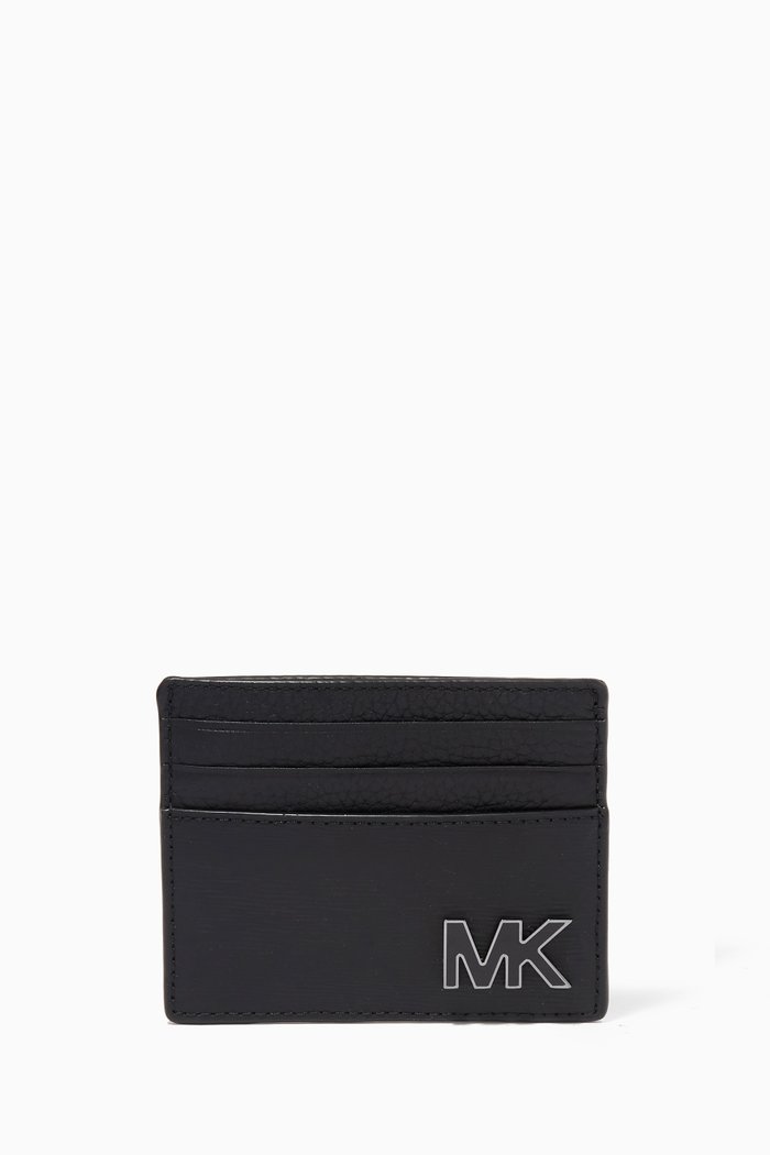

Harrison Tall Card Case in Pebbled Leather, Black