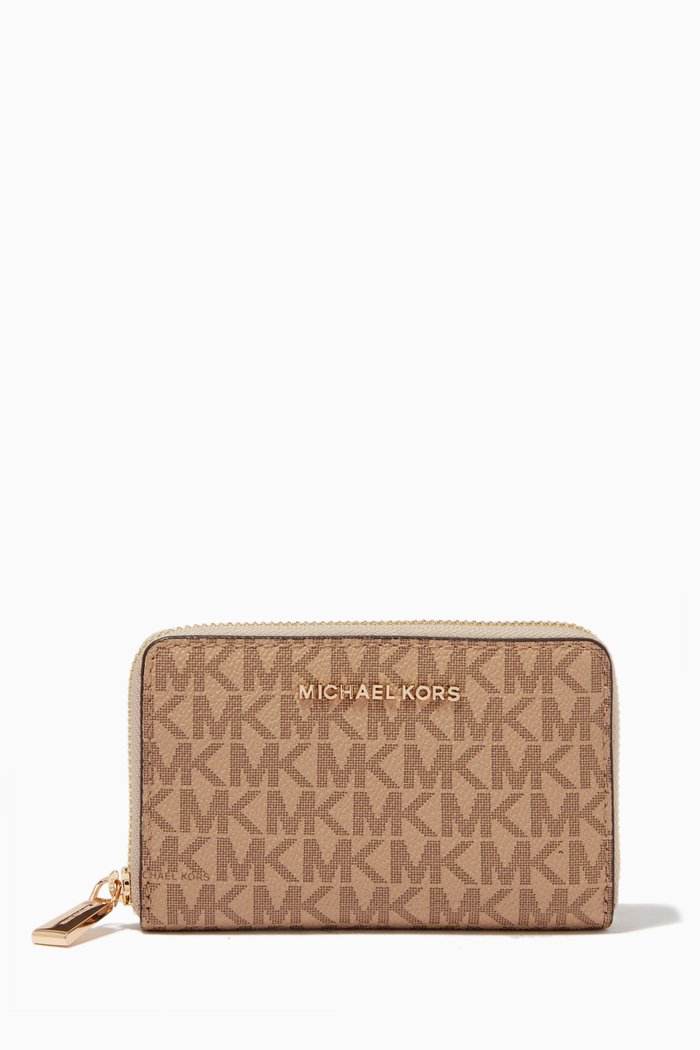 

Small Jet Set Card Case in Logo Canvas, Brown