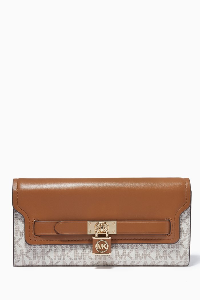 

Hamilton Large Legacy Wallet in Leather & Logo Canvas, White