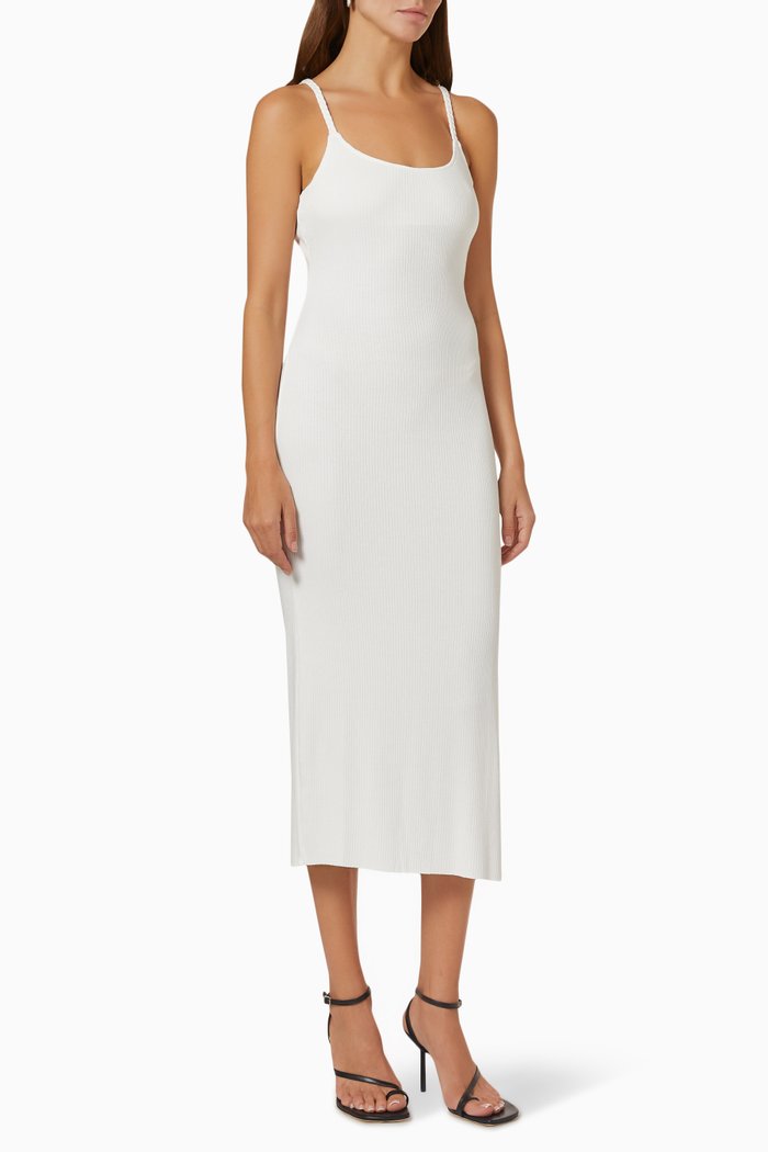 

Alloy Braided Strap Mini Dress in Ribbed Fabric, White