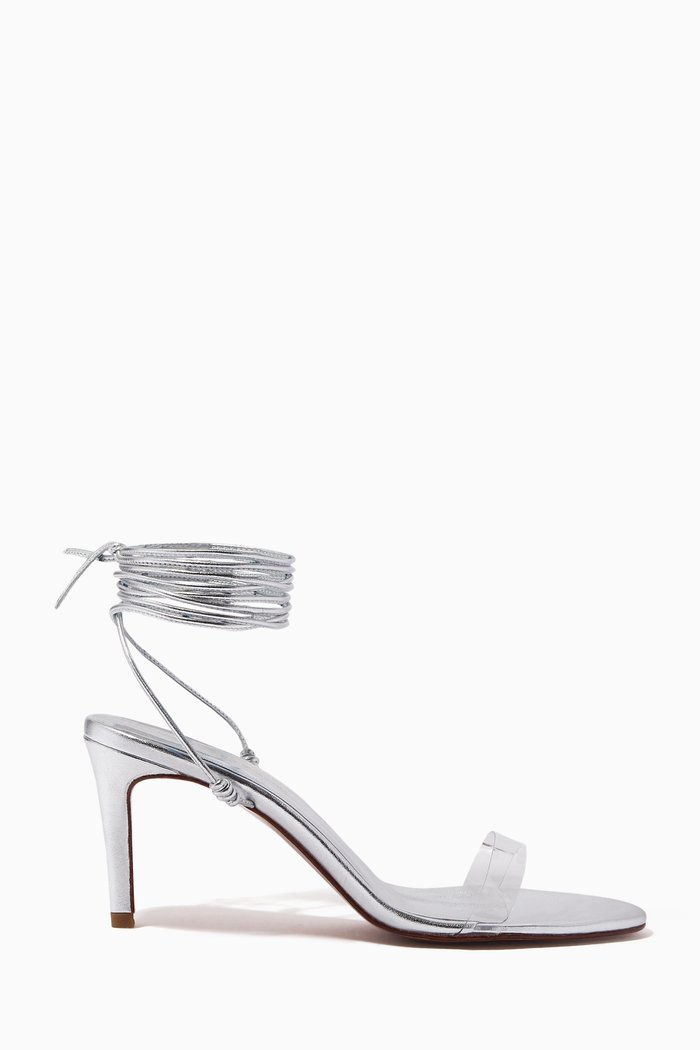 

Clara 80 Lace up Sandals in Leather, Silver