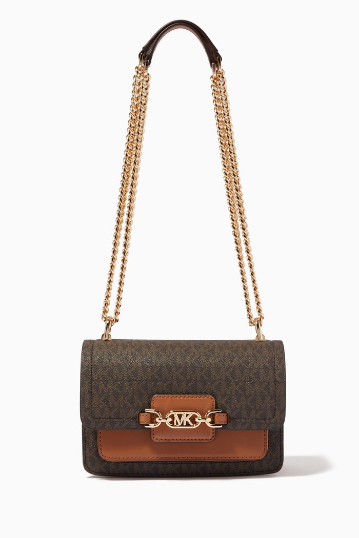

Heather XS Crossbody Bag in Monogram Canvas & Leather, Brown