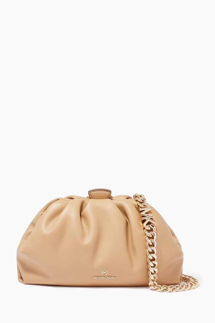 

Small Nola Shoulder Bag in Leather, Brown