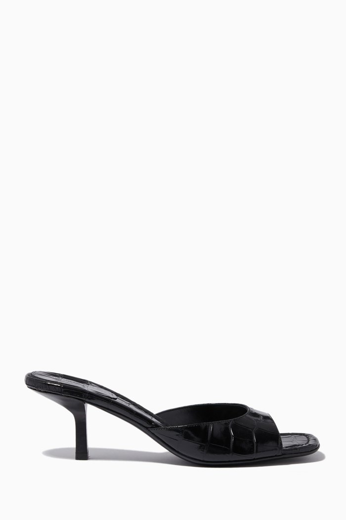 

Anita Sandals in Croc-embossed Leather, Black