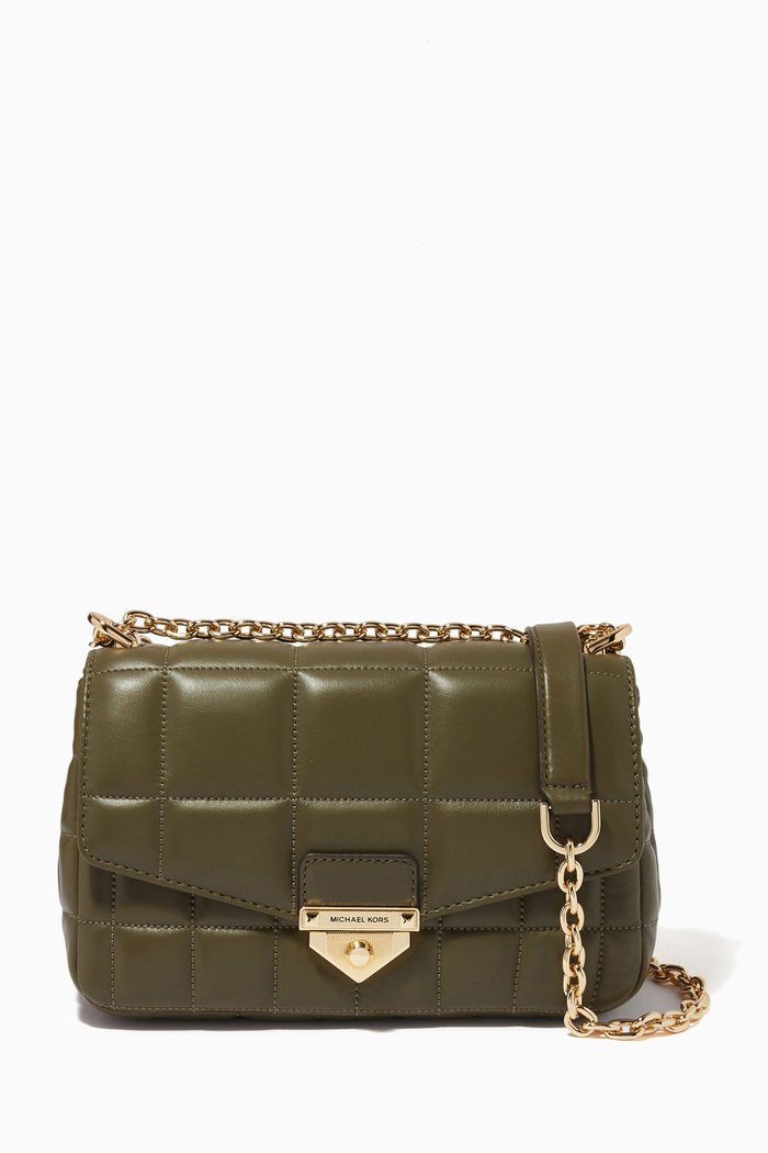 

Soho Large Shoulder Bag in Quilted Leather, Green