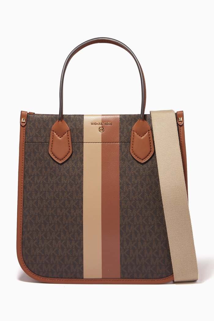 

Heidi Medium Tote Bag in Logo Canvas, Brown
