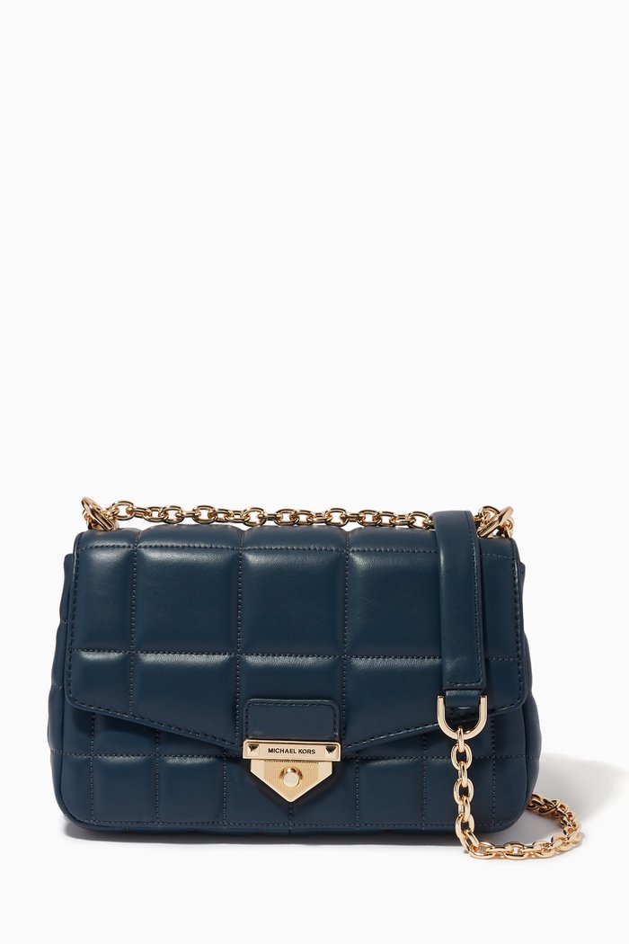 

Soho Large Shoulder Bag in Quilted Leather, Blue