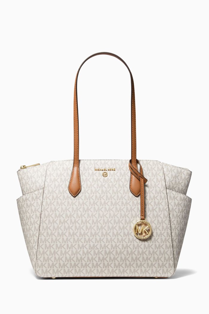 

Medium Marilyn Logo-print Tote Bag in Coated-canvas, White