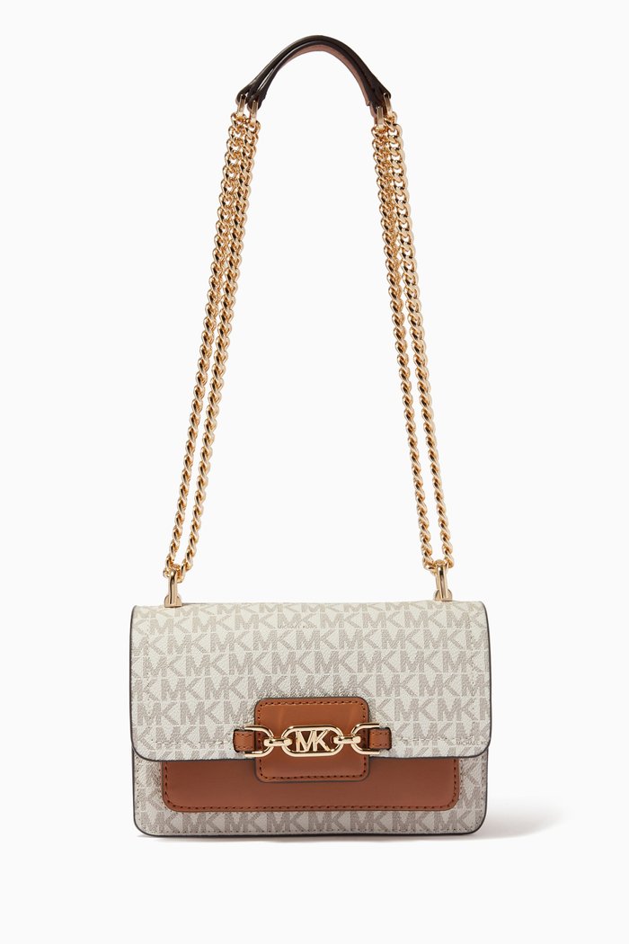 Heather XS Crossbody Bag in Monogram Canvas & Leather, White