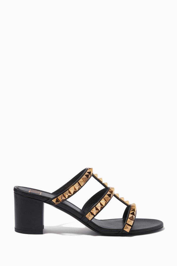 

Valentino Garavani Rockstud No Limit Mules in Leather, Black
