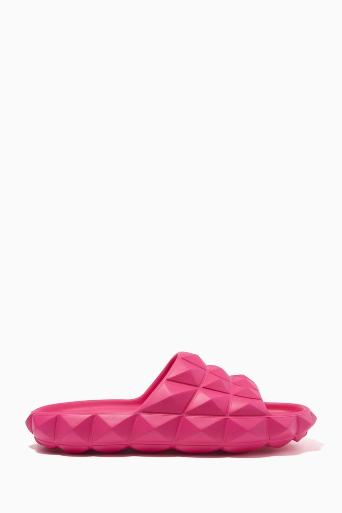 

Roman Stud Turtle Slides in Rubber, Pink