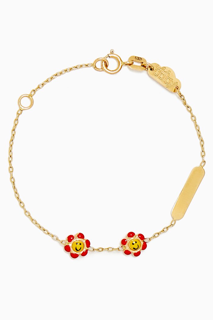 

Smiley Floral Enamel Bracelet in 18kt Gold