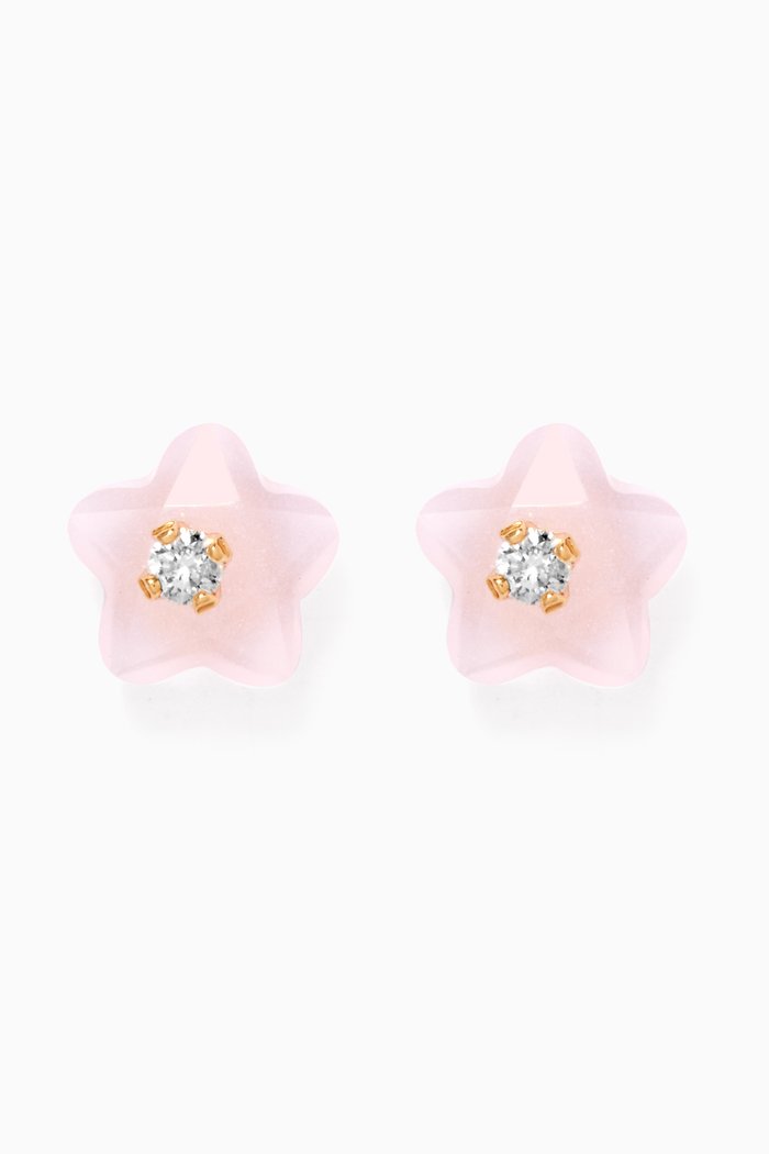 

Star Quartz Diamond Stud Earrings in 18kt Yellow Gold
