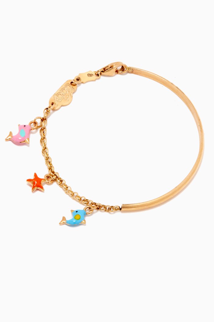 

Dolphin & Star Bangle Bracelet in 18kt Yellow Gold