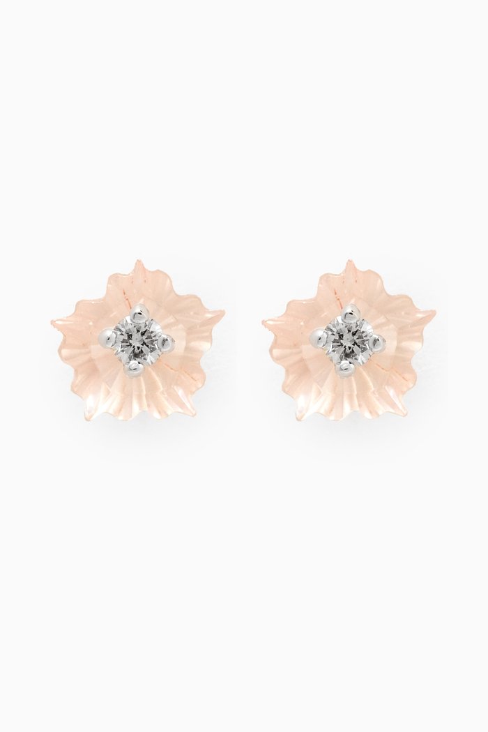 

Flower Diamond Earrings in 18kt White Gold