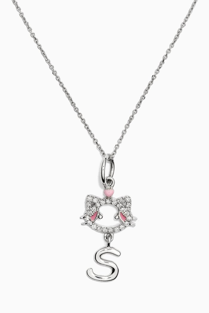 

Maya the Kitten Initial Diamond Pendant Necklace in 18kt White Gold