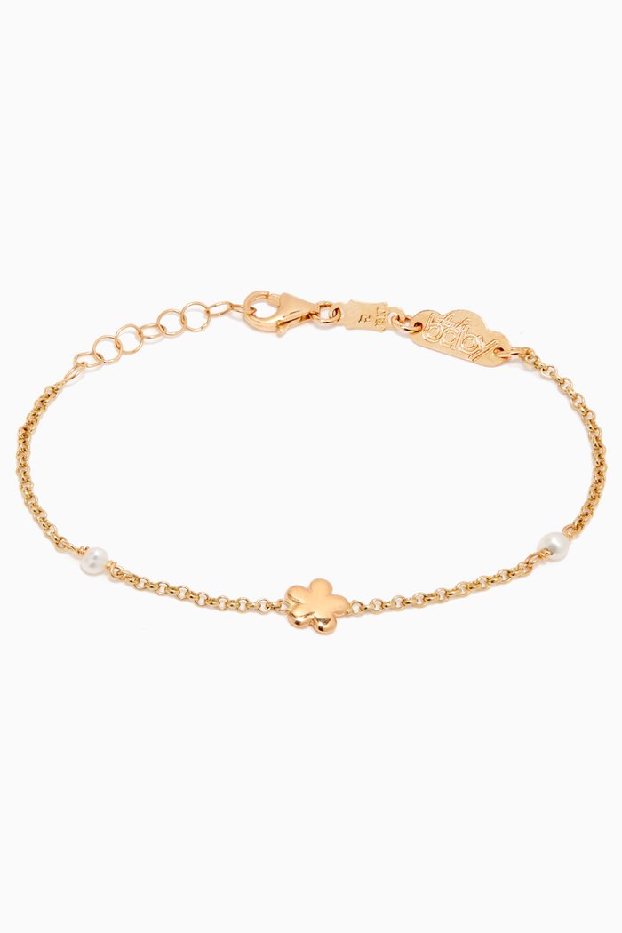 

Flower Pearl Bracelet in 18kt Yellow Gold