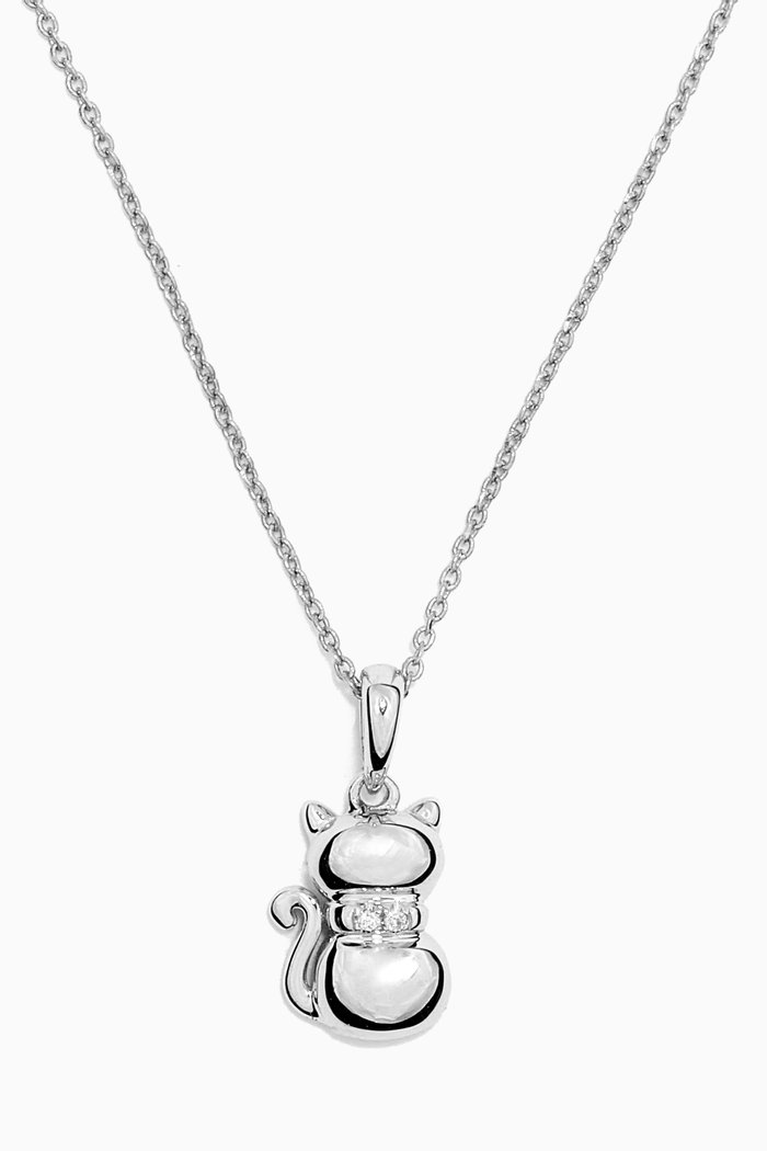 

Kitten Diamond Pendant Necklace in 18kt White Gold