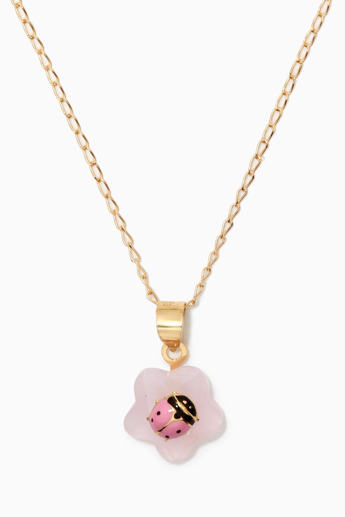 Ladybird Quartz Necklace in 18kt Yellow Gold