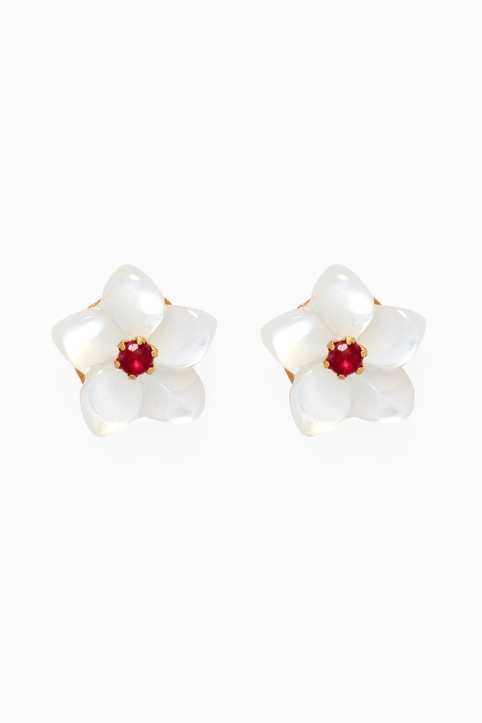 

Flower Quartz Stud Earrings in 18kt Yellow Gold