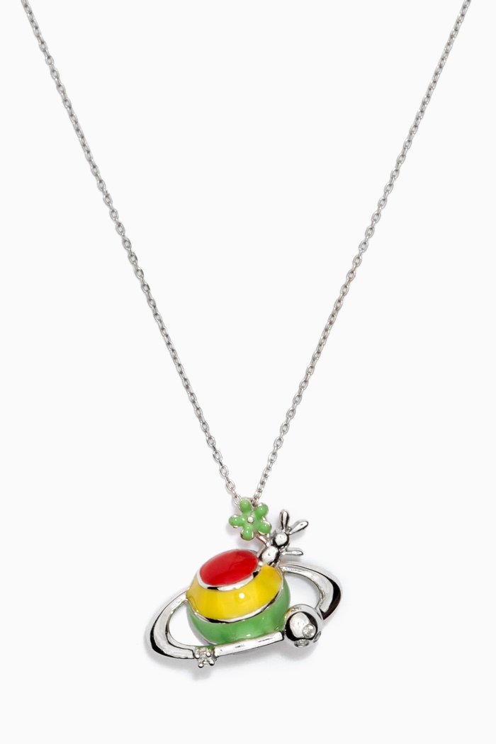 

Mini Planet Enamel & Diamond Necklace in 18kt White Gold
