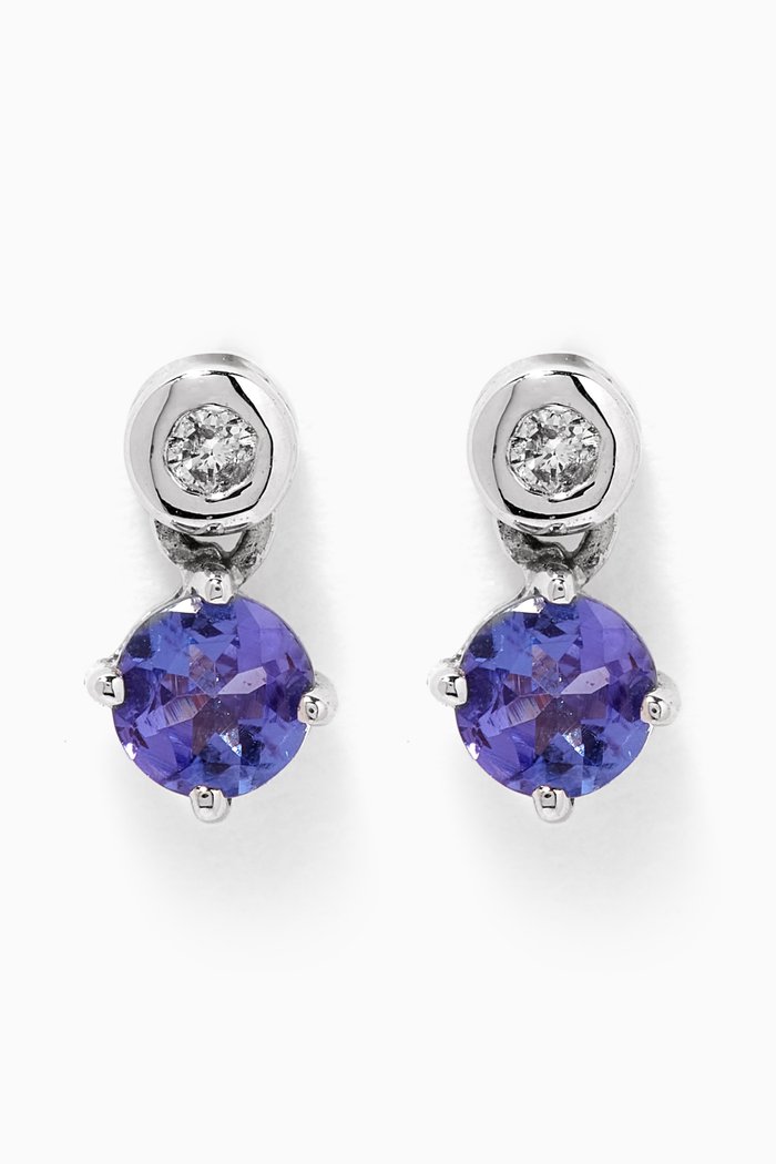 

Crystal-stone Diamond Earrings in 18kt White Gold