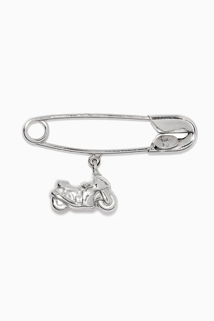 

Motorbike Baby Pin in 18kt White Gold