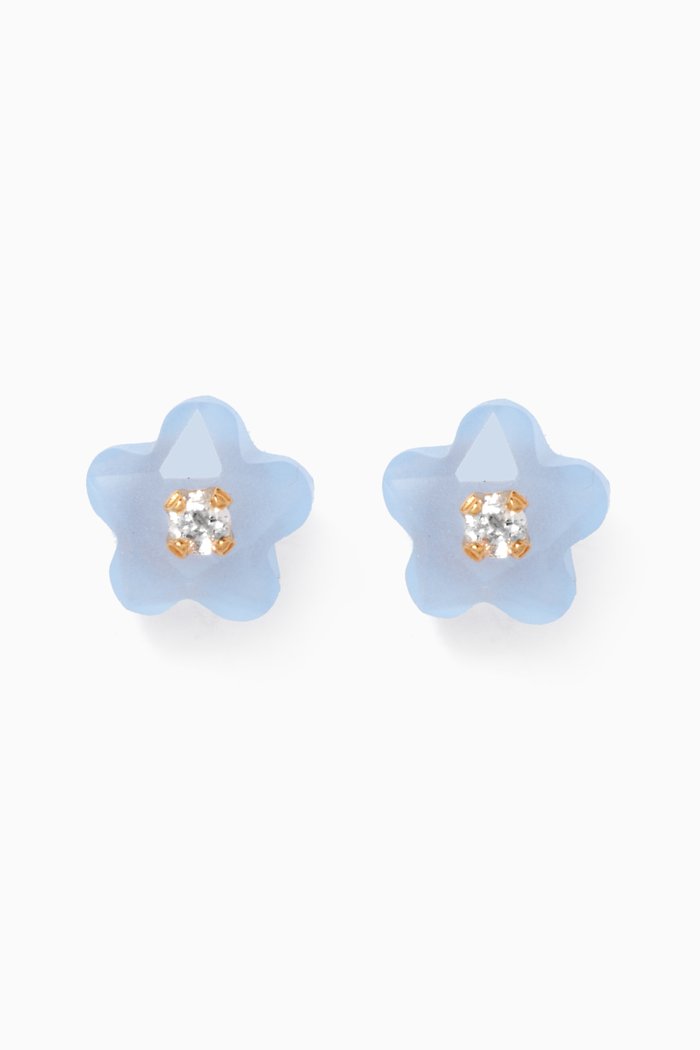 

Floral Chalcedony & Diamond Stud Earrings in 18kt Yellow Gold
