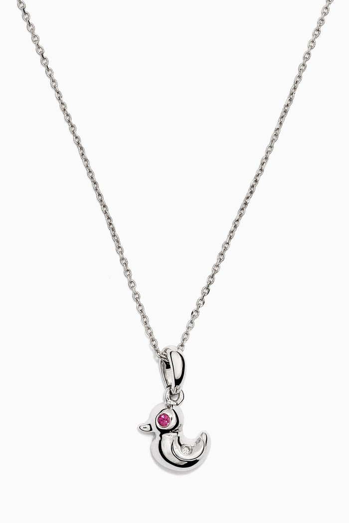 Duck Ruby Pendant Necklace in 18kt White Gold