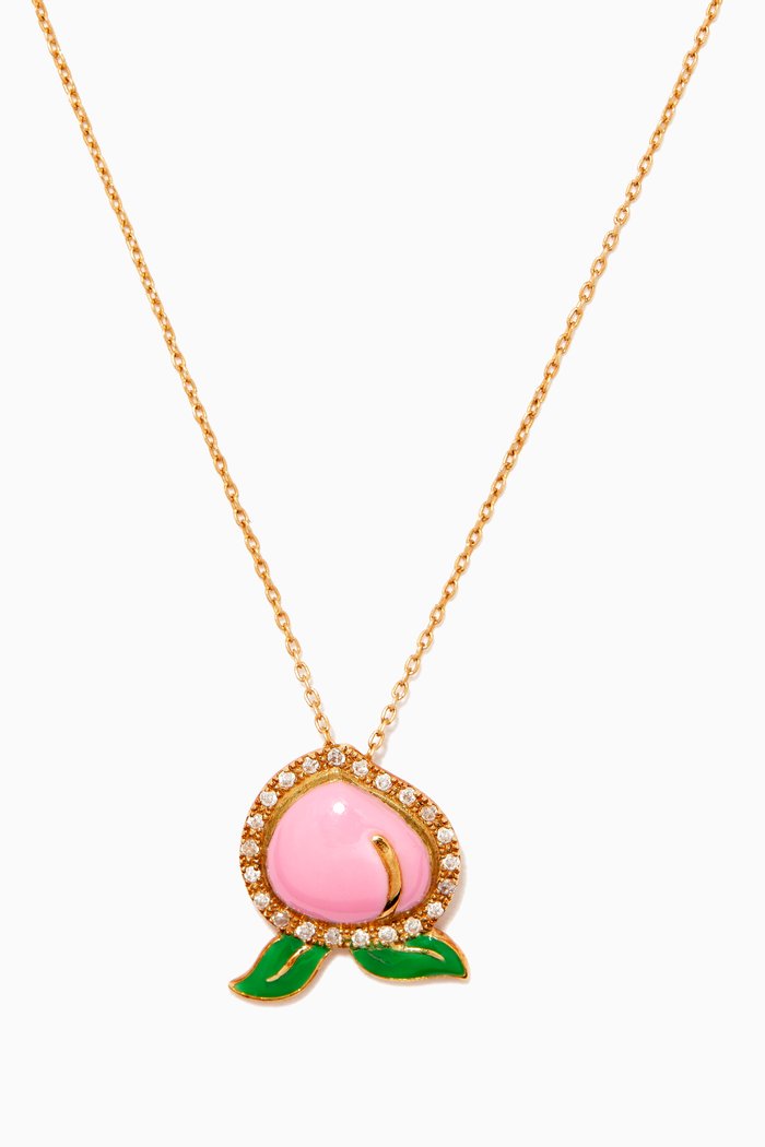 

Peach Diamond Necklace in 18kt Yellow Gold