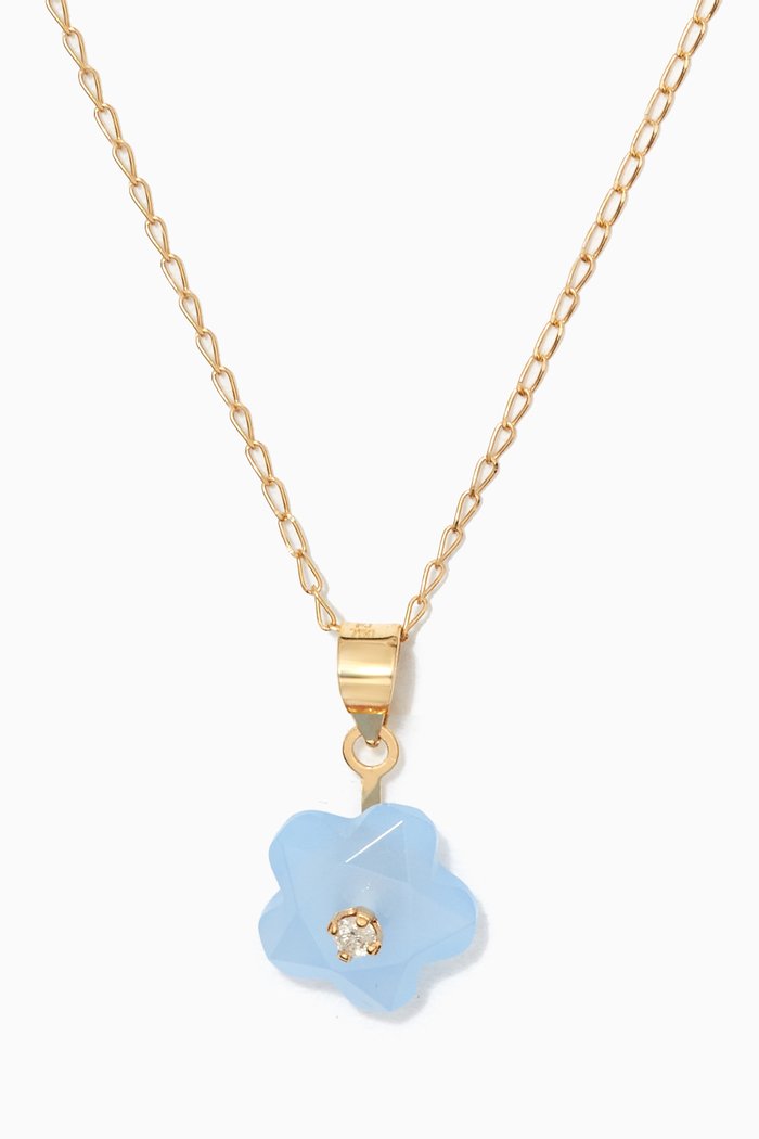 

Floral Chalcedony & Diamond Necklace in 18kt Yellow Gold