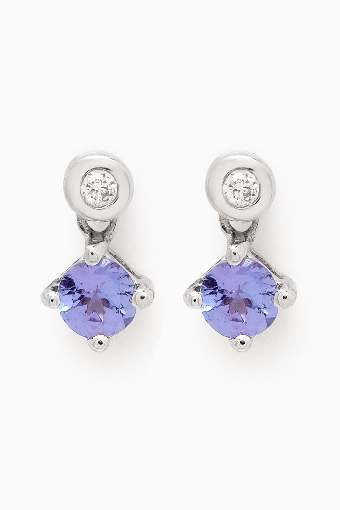 

Tanzanite Diamond Earrings in 18kt White Gold