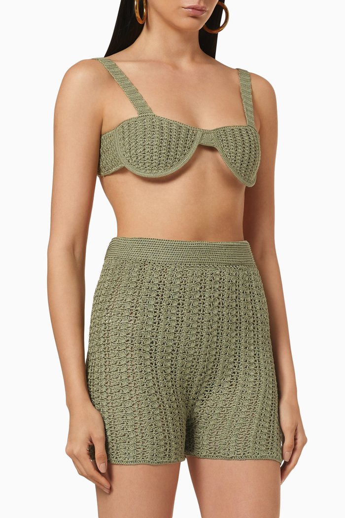 

Lizzie Crochet Bra Top in Pima Cotton, Brown